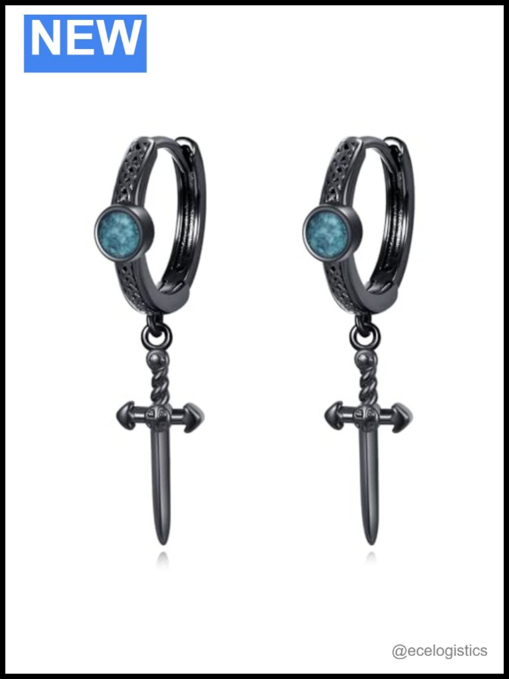 925 Sterling Silver Turquoise Celtic Knot Cross Dangle Earrings